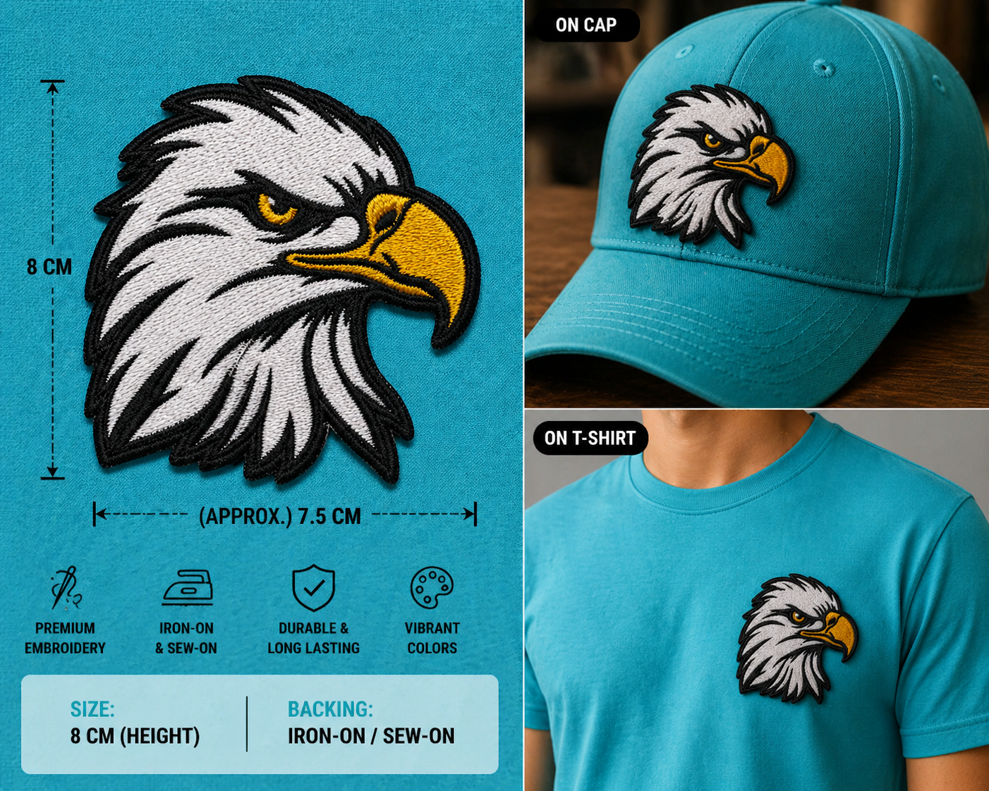 Eagle Head Embroidered Patch