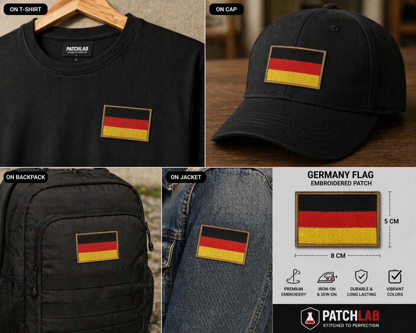 Germany Flag Embroidered Patch (8x5cm)