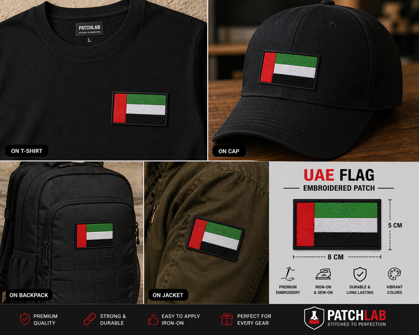 UAE Flag Embroidered Patch (8x5cm)