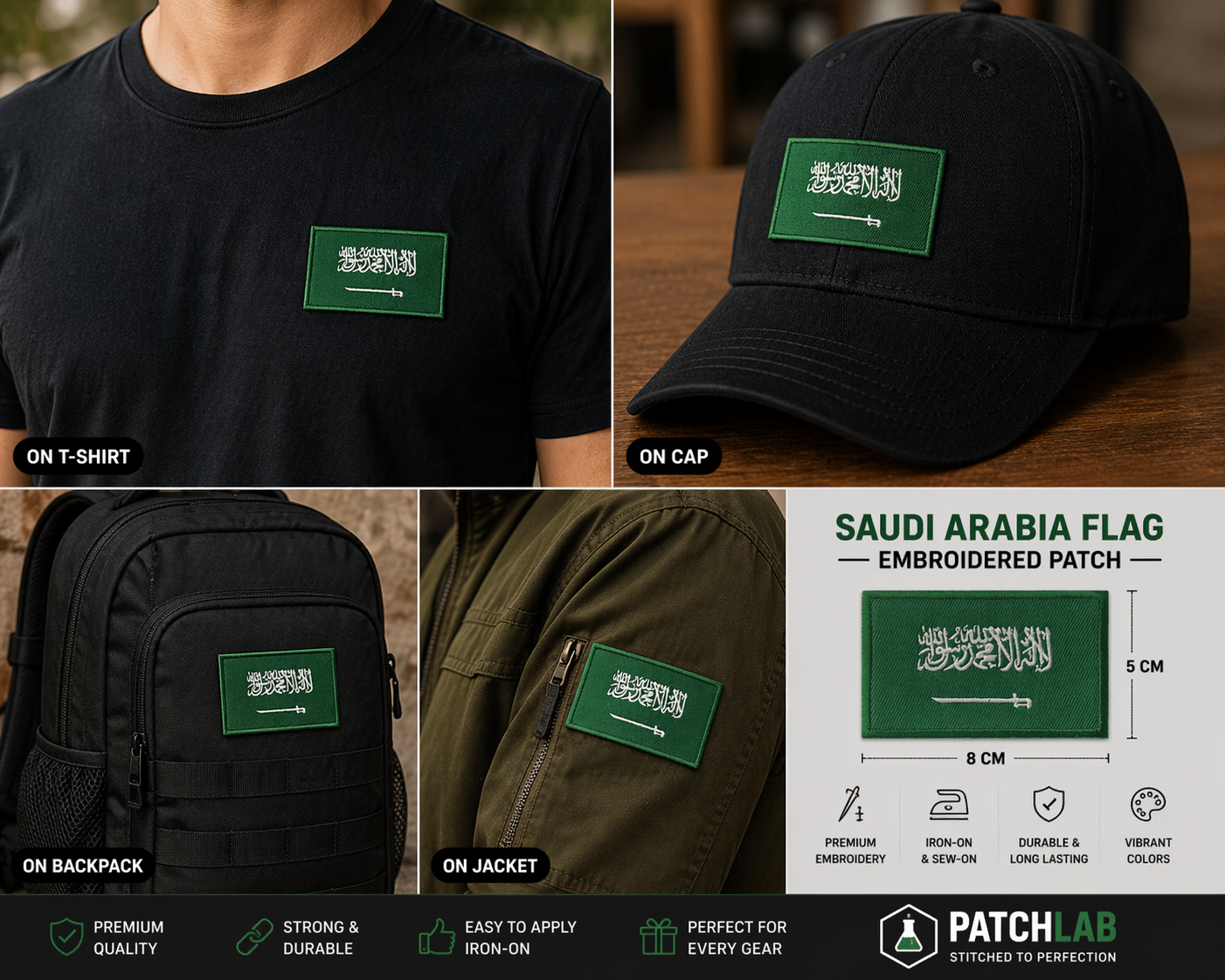 Saudi Arabia Flag Embroidered Patch (8x5cm)
