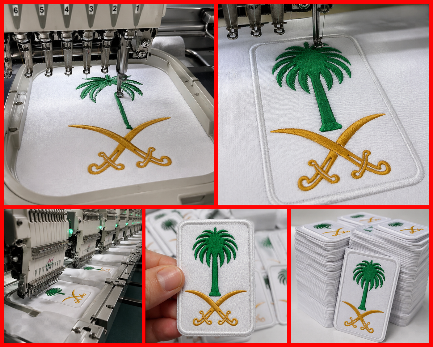 Embroidered Palm & Swords Patch (10cm) – White Border