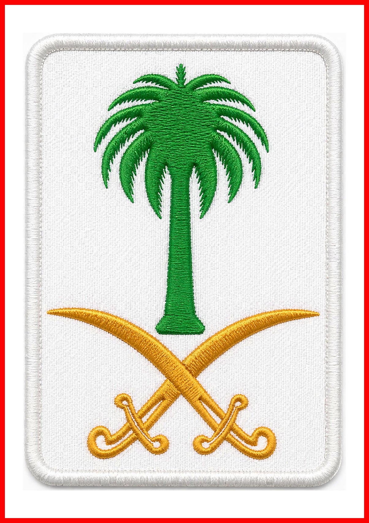 Embroidered Palm & Swords Patch (10cm) – White Border
