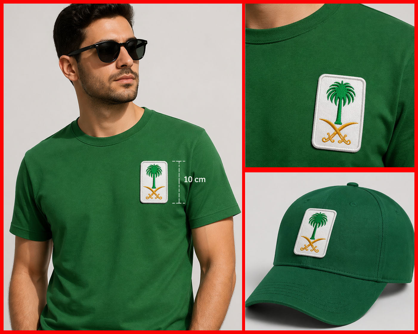Embroidered Palm & Swords Patch (10cm) – White Border